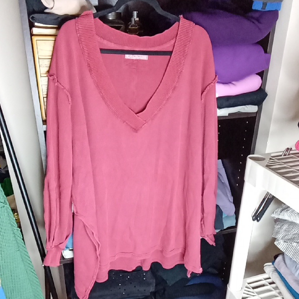 We The Free Pink Oversized Tunic Top